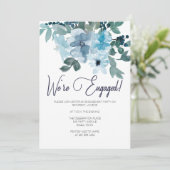 Invitation Pastel Blue Roses Ajouter Photo Engagement Party (Debout devant)