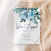 Invitation Pastel Blue Roses Ajouter Photo Engagement Party