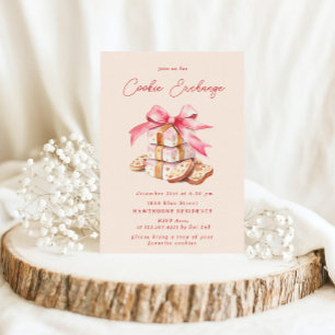 Invitation Pastel Blush Cookie Exchange Noël Party