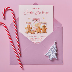 Invitation Pastel Blush Cookie Exchange Noël Party