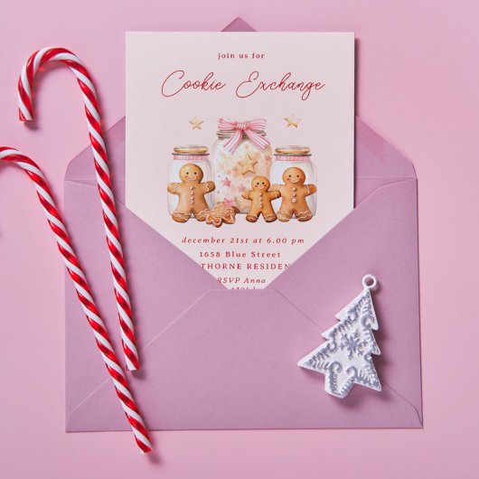 Invitation Pastel Blush Cookie Exchange Noël Party