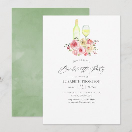 Invitation Pastel Blush et fête florale jaune (Devant / Derrière)