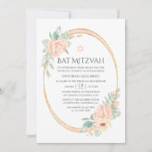 Invitation Pastel Blush Floral Bat mitzvah géométrique (Devant)