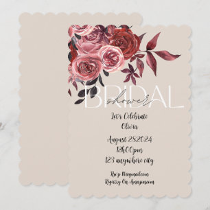 INVITATION PASTEL BLUSH FLORAL BURGUNDY FÊTE DES MARIÉES