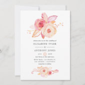 Invitation Pastel Blush Floral et Mariage de dentelle (Devant)