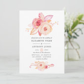 Invitation Pastel Blush Floral et Mariage de dentelle (Debout devant)