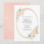 Invitation Pastel Blush Floral Géométrique Bridesmaitres Déje (Devant / Derrière)
