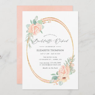 Invitation Pastel Blush Floral Geometry Bachelorette Week-end