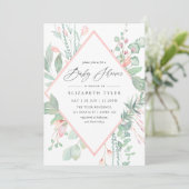 Invitation Pastel Blush Greenery Baby shower géométrique (Debout devant)