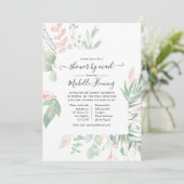 Invitation Pastel Blush Greenery Baby shower par Mail (Debout devant)