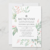 Invitation Pastel Blush Greenery Bat mitzvah (Devant)