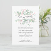 Invitation Pastel Blush Greenery Bat mitzvah (Debout devant)