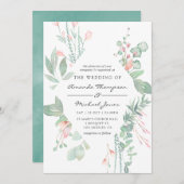 Invitation Pastel Blush Greenery Mariage (Devant / Derrière)