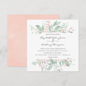 Invitation Pastel Blush Greenery Mariage (Devant / Derrière)