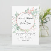 Invitation Pastel Blush Greenery Mariage géométrique (Debout devant)
