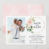 Invitation Pastel Blush Joli floral Botanique Enregistrer la (Devant / Derrière)