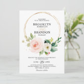 Invitation Pastel Blush Joli Mariage floral rose (Debout devant)