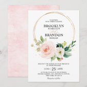 Invitation Pastel Blush Joli Mariage floral rose (Devant / Derrière)