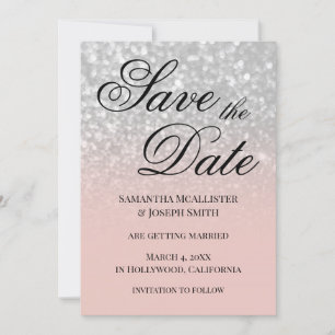 Invitation Pastel Blush Ombre Parties scintillant argent Enre