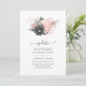 Invitation Pastel Blush Rose & Charcoal Floral Mariage Mise à (Debout devant)