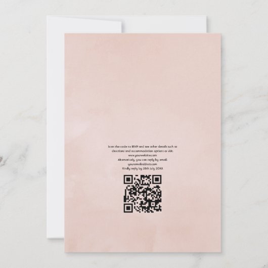 Invitation Pastel Blush rose Floral QR Code RSVP Mariage (Dos)