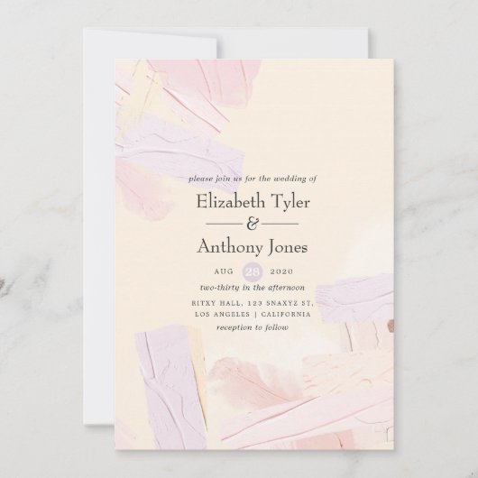 Invitation Pastel Blush rose & Lavender Paint Splash Mariage (Devant)