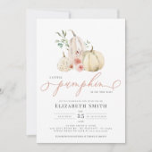 Invitation Pastel Blush Verdure Citrouille Floral Aquarelle (Devant)