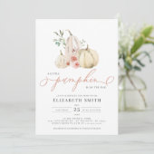 Invitation Pastel Blush Verdure Citrouille Floral Aquarelle (Debout devant)