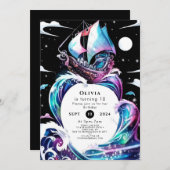 Invitation Pastel Boat Adventure Pirate Anniversaire (Devant / Derrière)