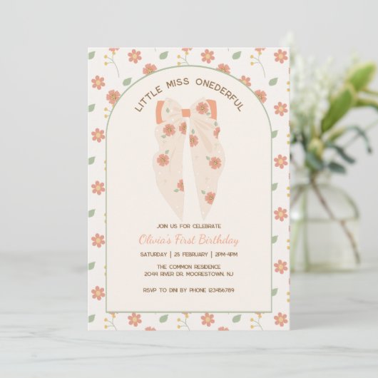 Invitation Pastel Boho Bow Anniversaire Bash (Debout devant)