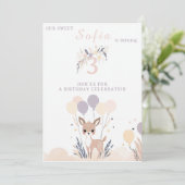 Invitation Pastel Boho Fawn et Ballons Anniversaire (Debout devant)