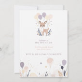 Invitation Pastel Boho Fawn et Ballons Anniversaire (Dos)