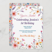 Invitation Pastel Boho Fleur sauvage Birthday Card Design (Devant / Derrière)