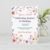 Invitation Pastel Boho Fleur sauvage Birthday Card Design (Debout devant)
