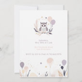 Invitation Pastel Boho Owl et Balloons Anniversaire (Dos)
