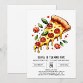 Invitation Pastel Boho Pizza Anniversaire (Devant / Derrière)