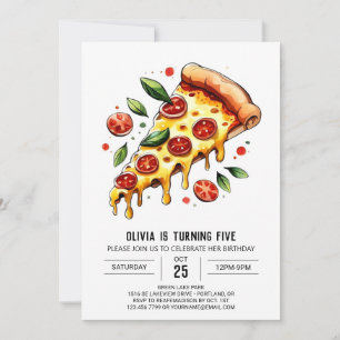 Invitation Pastel Boho Pizza Anniversaire