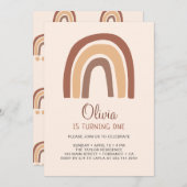 Invitation Pastel Boho Rainbow 1er anniversaire (Devant / Derrière)