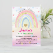 Invitation Pastel Boho Rainbow fête d'anniversaire (Debout devant)