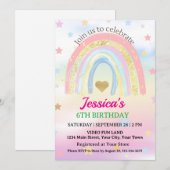 Invitation Pastel Boho Rainbow fête d'anniversaire (Devant / Derrière)