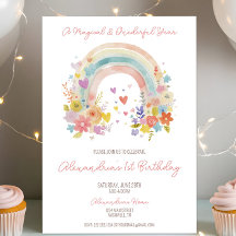 Pastel Boho Rainbow Floral 1er anniversaire