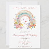 Invitation Pastel Boho Rainbow Floral 1er anniversaire