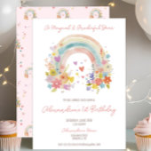 Invitation Pastel Boho Rainbow Floral 1er anniversaire