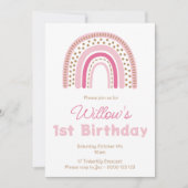 Invitation Pastel Boho Rainbow Minimalist Girl 1er anniversai (Devant)