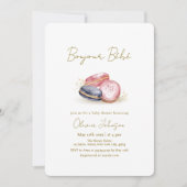 Invitation Pastel Bonjour Bébé Baby shower Français Macarons (Devant)