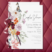 Invitation Pastel & Bourgogne Floral Couples Douche