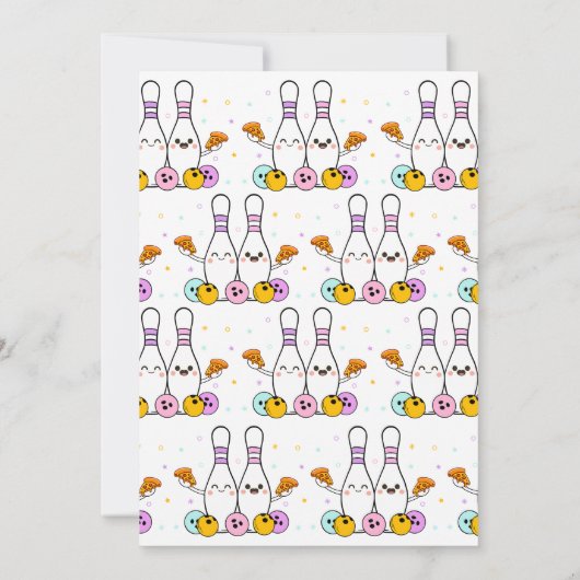 Invitation Pastel Bowling et Pizza fête d'anniversaire (Dos)