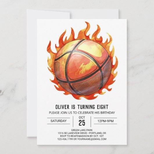 Invitation Pastel Boy Basketball moderne Anniversaire (Devant)