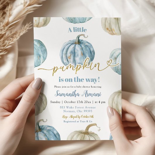 Invitation Pastel Boy Citrouille Est En Route Baby shower