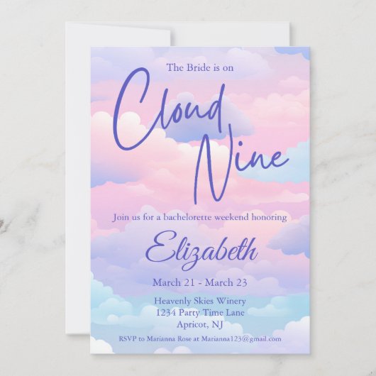 Invitation Pastel Bride est sur Cloud Bachelorette Weekend (Devant)